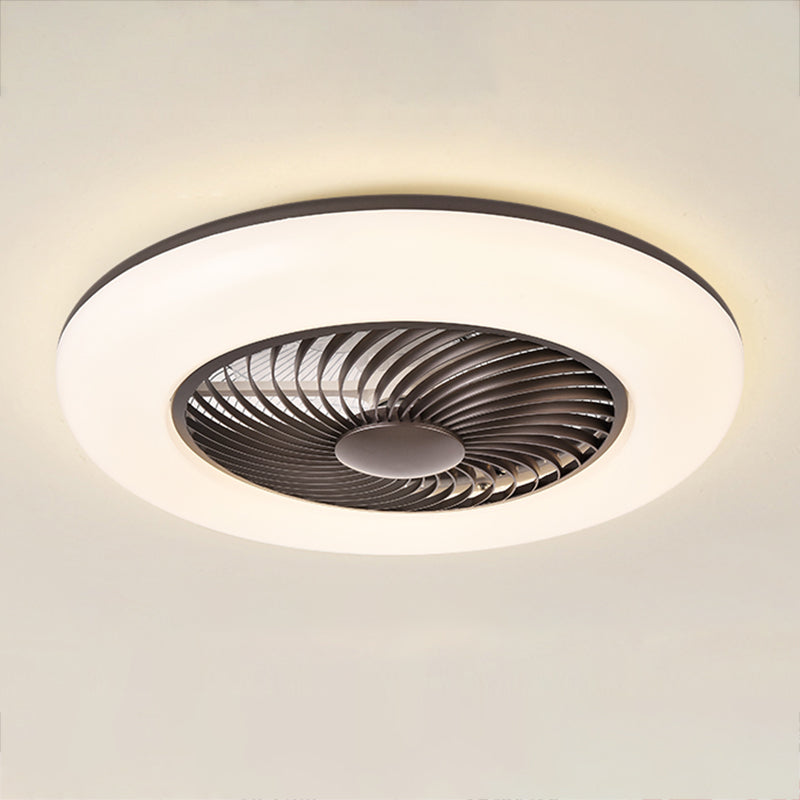 Round Ceiling Fan Light Modern Style Metal Single Light LED Flush Light