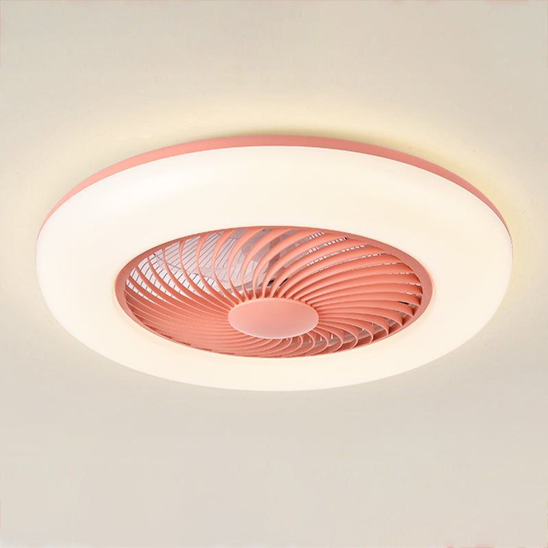 Round Ceiling Fan Light Modern Style Metal Single Light LED Flush Light