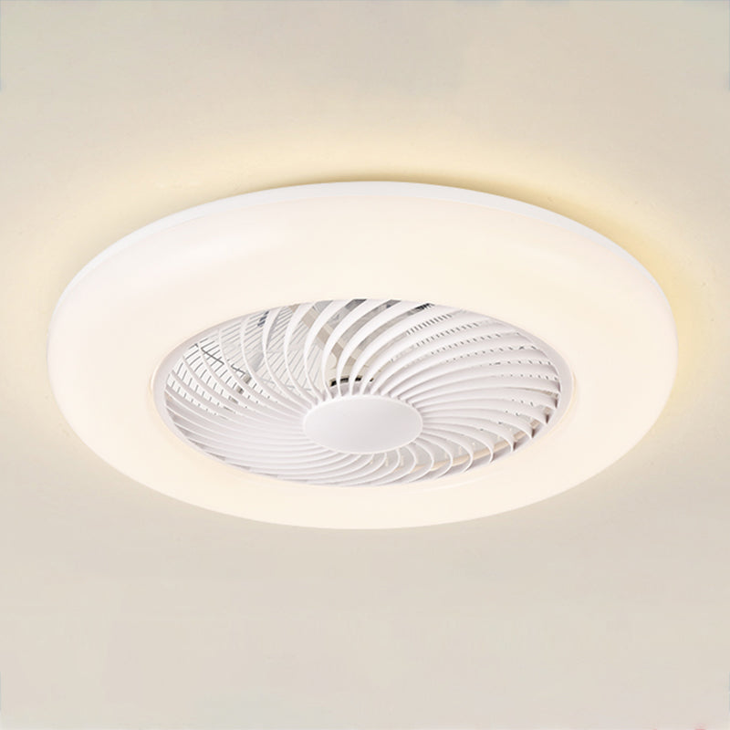 Round Ceiling Fan Light Modern Style Metal Single Light LED Flush Light