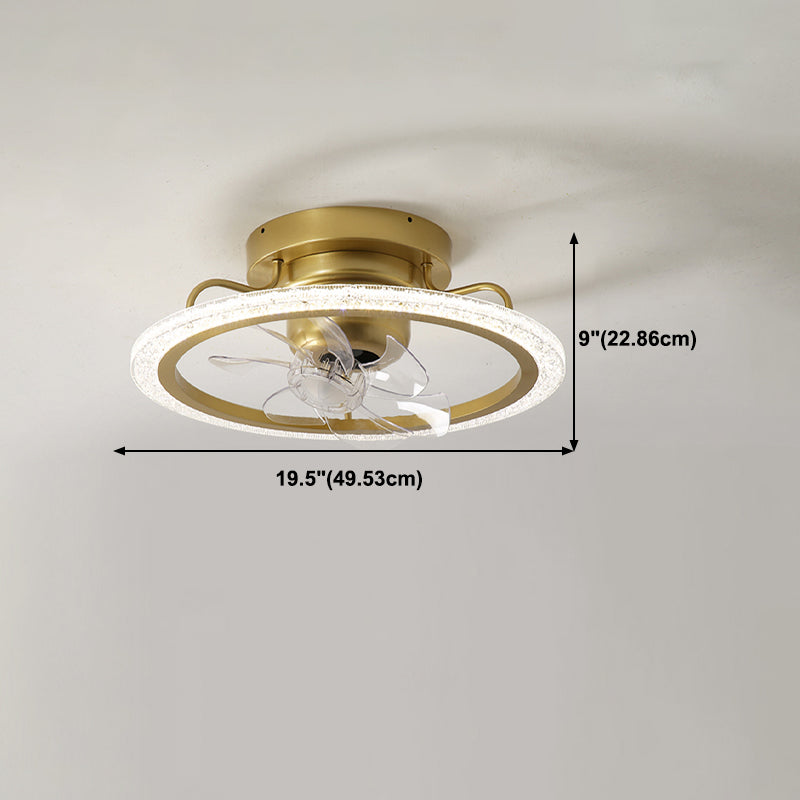 Metal Round Ceiling Fan Modern Style 1 Light Flush Mount Lamp