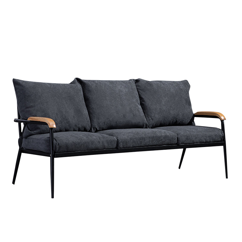 Black Classic Industrial Cushions Cotton Blend Sofa 25.6"High Square Arm Sofa