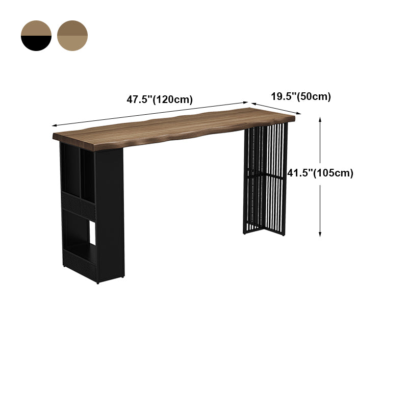 Solid Wood Pub Table with Rectangle Table Top Double Pedestal Table - 41.3" H