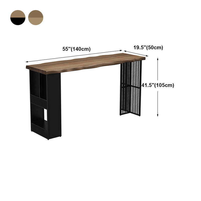 Solid Wood Pub Table with Rectangle Table Top Double Pedestal Table - 41.3" H