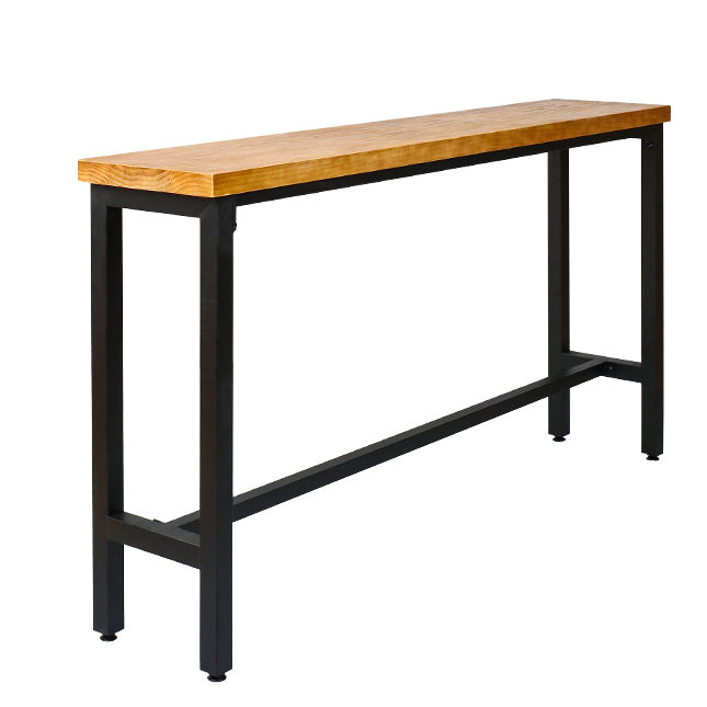 Industrial Solid Wood Pub Table with Rectangle Table Top Trestle Table - 41.3" H