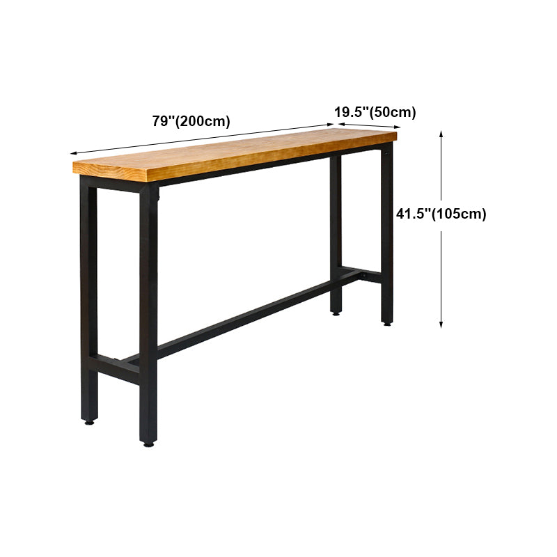 Industrial Solid Wood Pub Table with Rectangle Table Top Trestle Table - 41.3" H