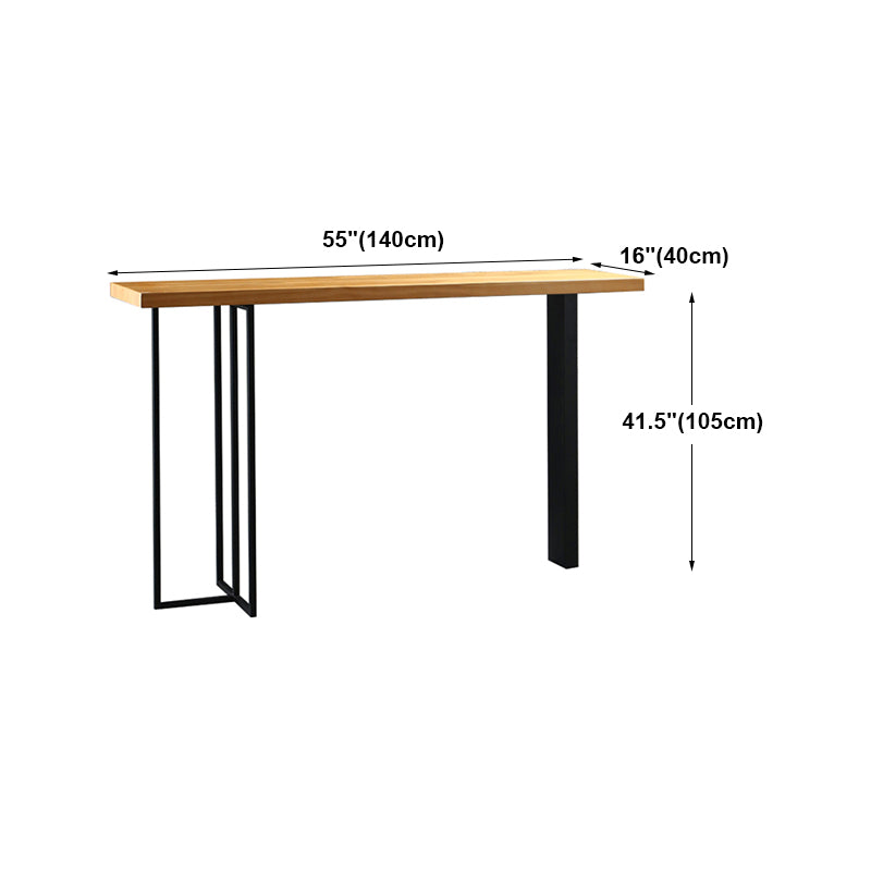 Wood Counter Table with Rectangle Table Top Double Pedestal Table- 41.3" H