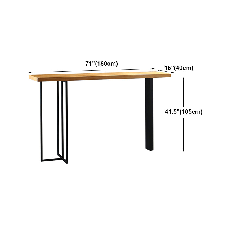 Wood Counter Table with Rectangle Table Top Double Pedestal Table- 41.3" H