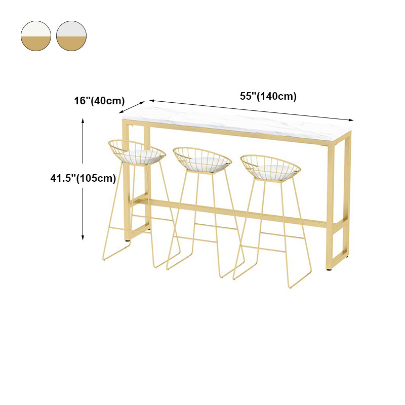 Glam Wood Counter Table with Rectangle Table Top Trestle Table - 41.3" H