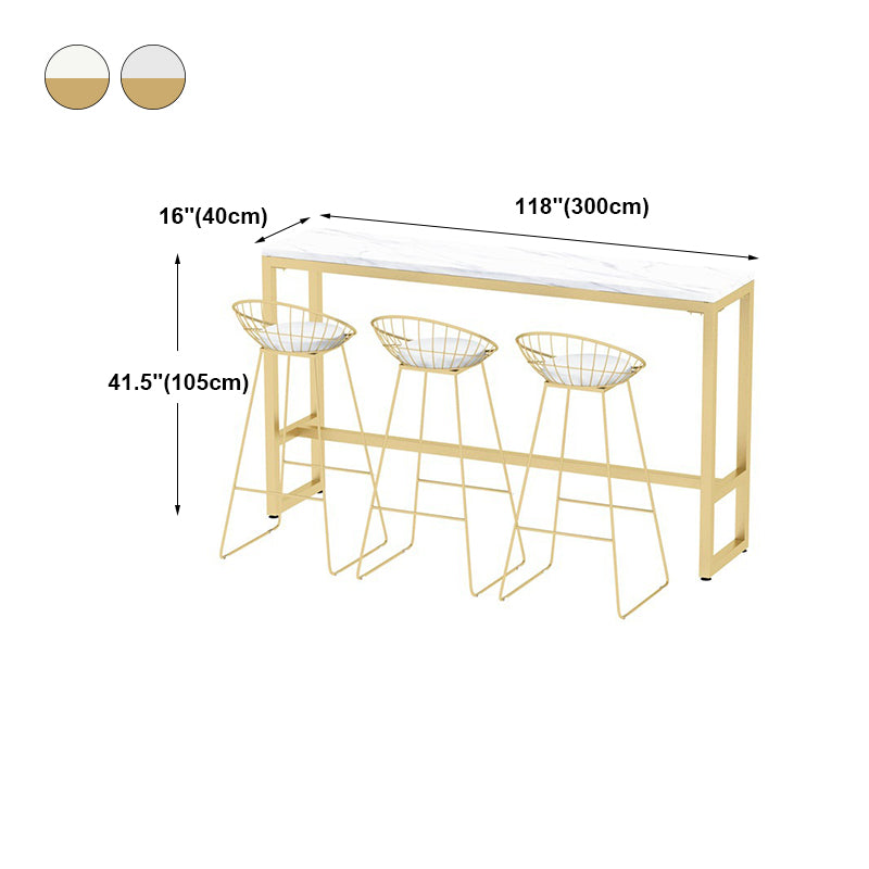 Glam Wood Counter Table with Rectangle Table Top Trestle Table - 41.3" H