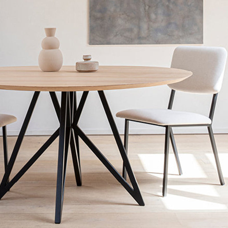 Tavolo da pranzo rotondo contemporaneo in metallo tavolo in legno per sala da pranzo