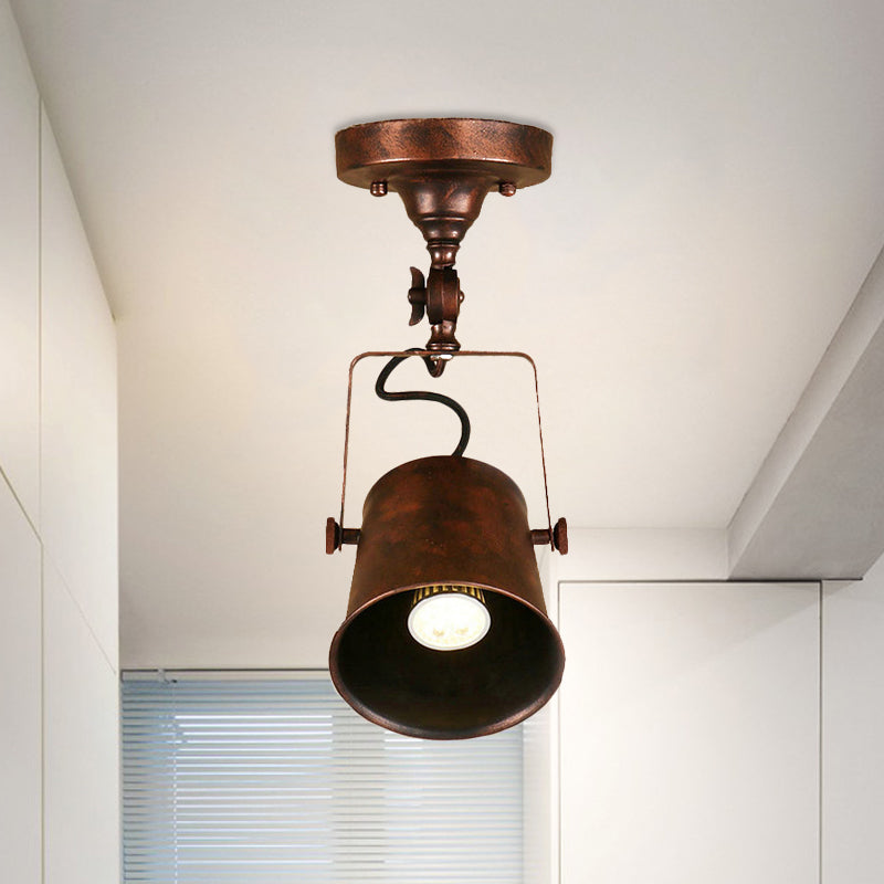 Emmer schaduw woonkamer plafondlamp antieke stijl metalen 1 lamp zwart/roest roteerbaar semi spoel hanglampje