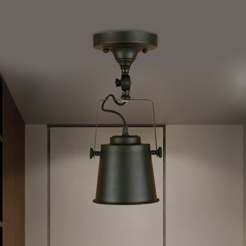 Emmer schaduw woonkamer plafondlamp antieke stijl metalen 1 lamp zwart/roest roteerbaar semi spoel hanglampje