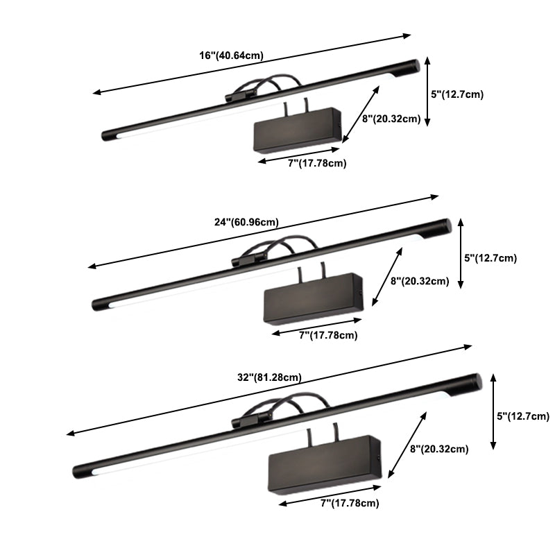 Tombra lineal de metal matones de pared estilo moderno 1 iluminación de montaje de pared de espejo de luz en negro