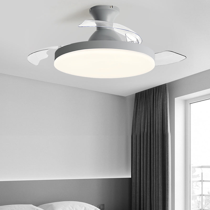 Invisible Blades Fan Light Fixture Modern Living Room Semi Flush Mount LED Ceiling Light