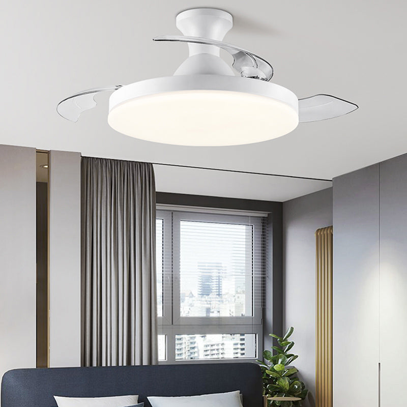 Invisible Blades Fan Light Fixture Modern Living Room Semi Flush Mount LED Ceiling Light