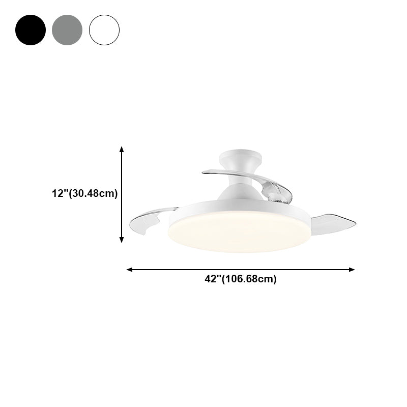 Invisible Blades Fan Light Fixture Modern Living Room Semi Flush Mount LED Ceiling Light