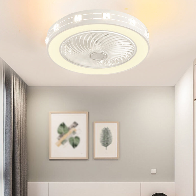 Round Shape Ceiling Fan Light Kids Style Metal 1 Light LED Flush Light