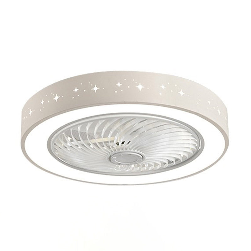 Round Shape Ceiling Fan Light Kids Style Metal 1 Light LED Flush Light