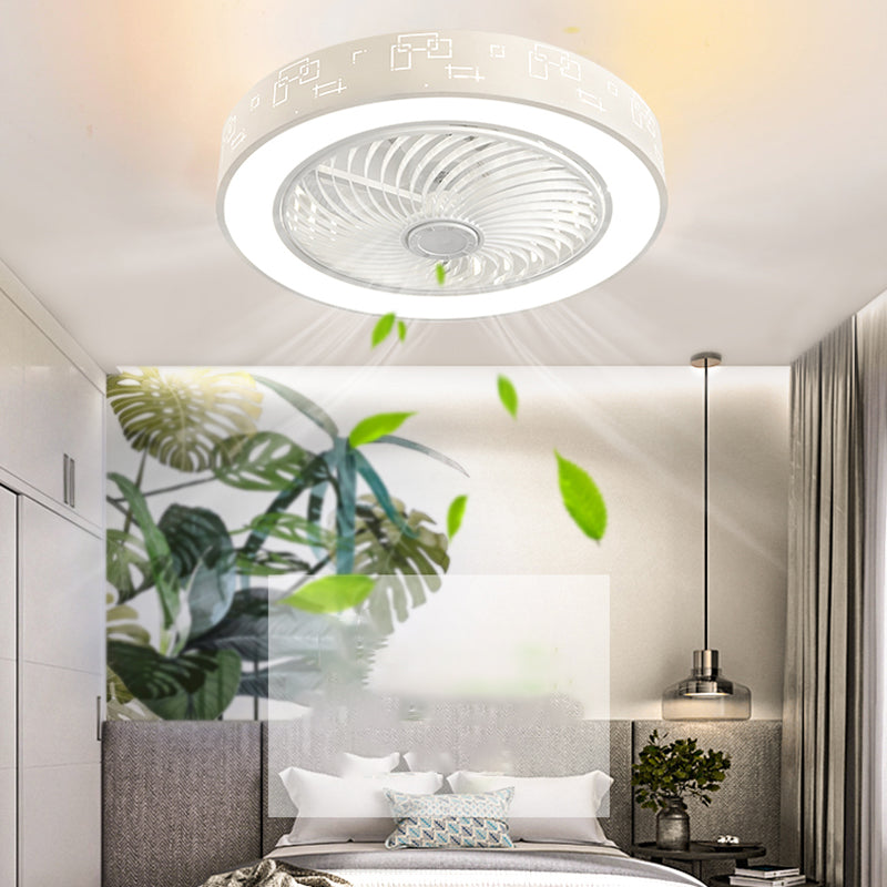 Round Shape Ceiling Fan Light Kids Style Metal 1 Light LED Flush Light