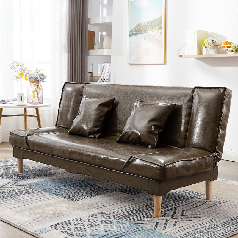 Moderno amaretto in legno a 4 gambe divano divano convertibile bracciale per soggiorno
