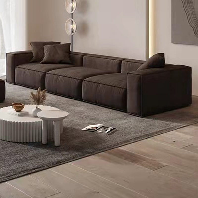 Zeitgenössisches kratzfestes Sofa 25,6 "H Stoff Enge Rückenquadrat -Armsofa, dunkelbraun