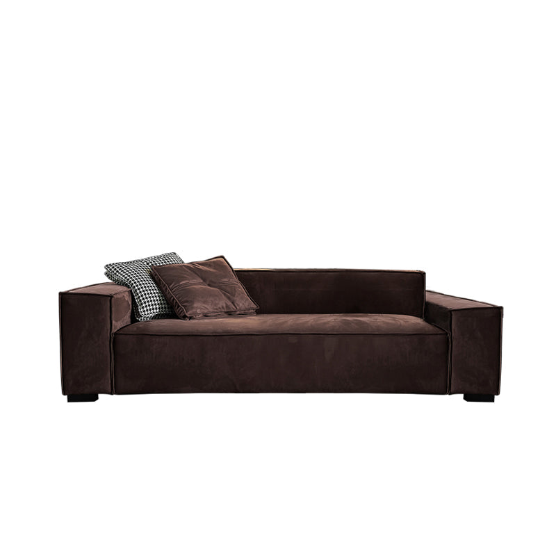 Zeitgenössisches kratzfestes Sofa 25,6 "H Stoff Enge Rückenquadrat -Armsofa, dunkelbraun