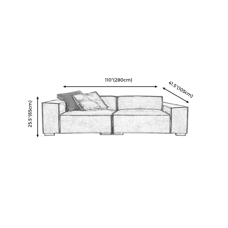 Zeitgenössisches kratzfestes Sofa 25,6 "H Stoff Enge Rückenquadrat -Armsofa, dunkelbraun