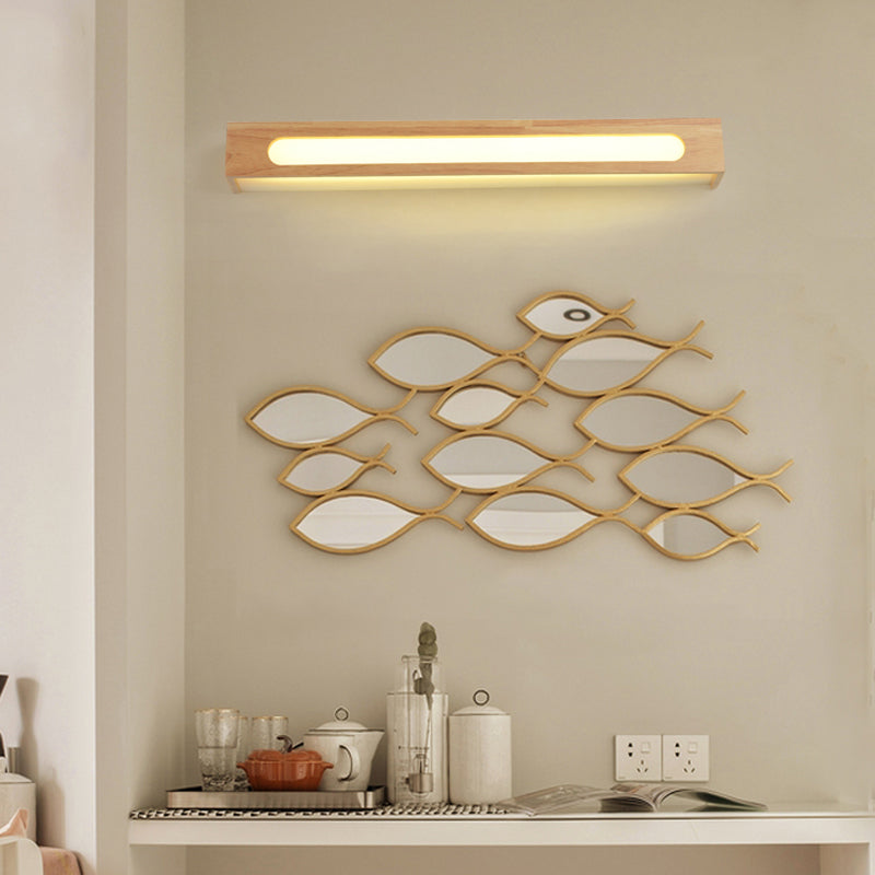 Iluminación de tocador geométrico estilo moderno madera múltiples luces de tocador