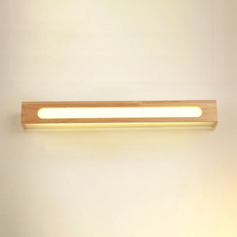 Iluminación de tocador geométrico estilo moderno madera múltiples luces de tocador