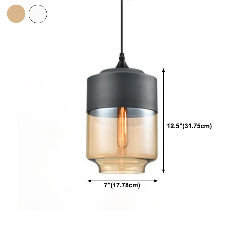 Geometrische hängende Lichter Industrial Style Glass 1 Light Anhänger Lichtkit in Schwarz