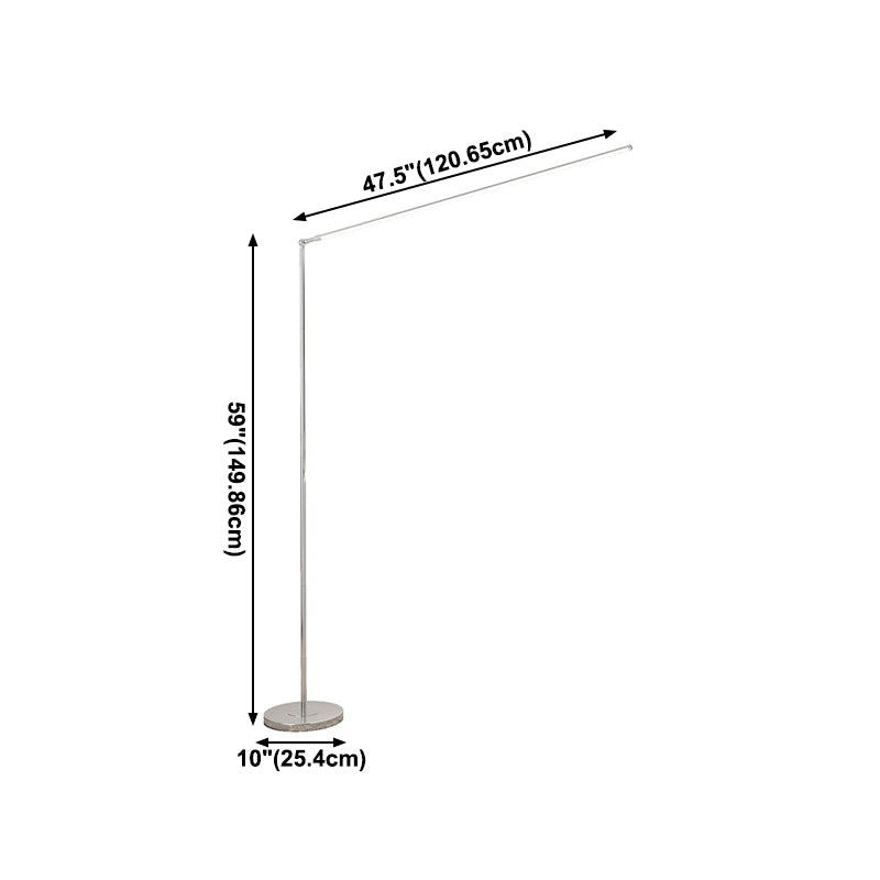 Luz de piso lineal estilo moderno de metal 1 lámpara de luz de luz en plata