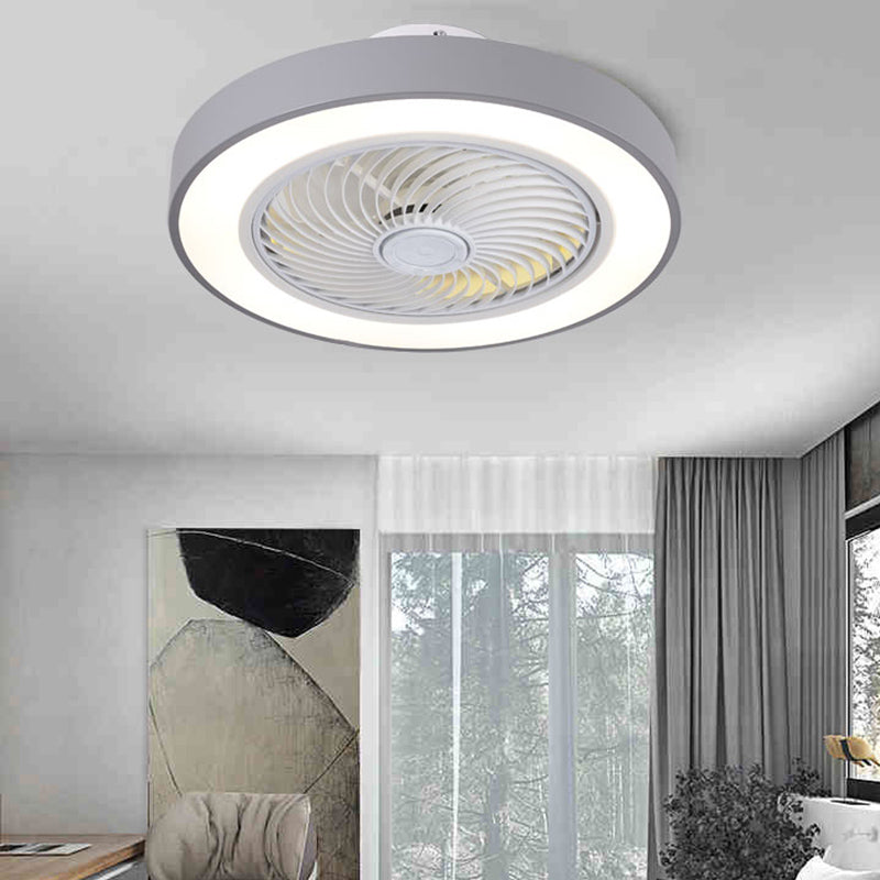 Nordic Round Fan Light Metal Colorful 20" Wide Flush Mount Light for Living Room