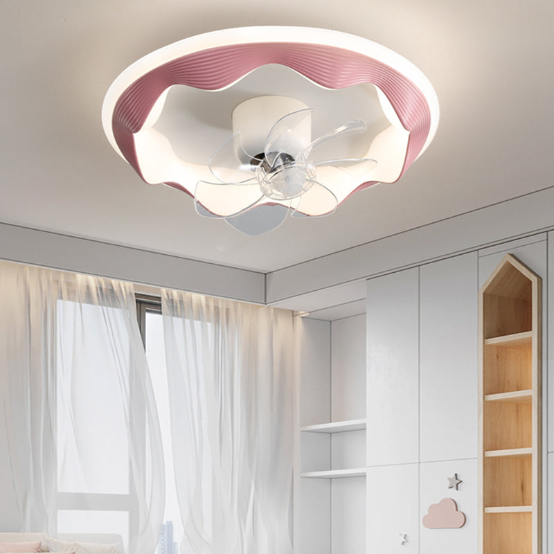 Round Ceiling Fan Light Modern Style Metal 1-Light LED Flush Light