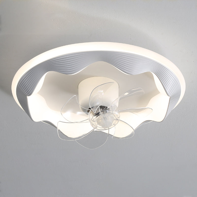 Round Ceiling Fan Light Modern Style Metal 1-Light LED Flush Light