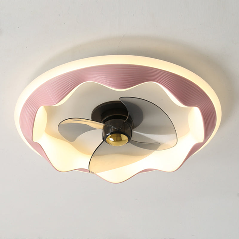 Round Ceiling Fan Light Modern Style Metal 1-Light LED Flush Light