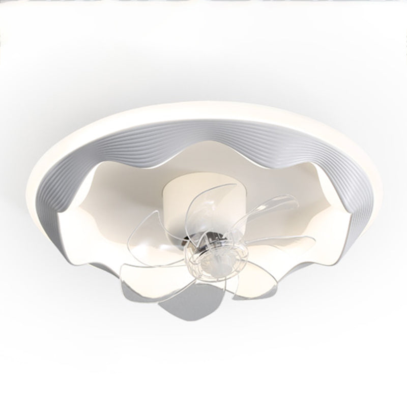 Round Ceiling Fan Light Modern Style Metal 1-Light LED Flush Light