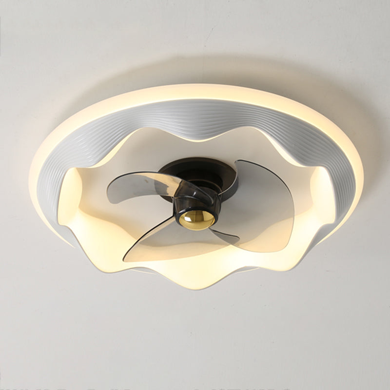 Round Ceiling Fan Light Modern Style Metal 1-Light LED Flush Light