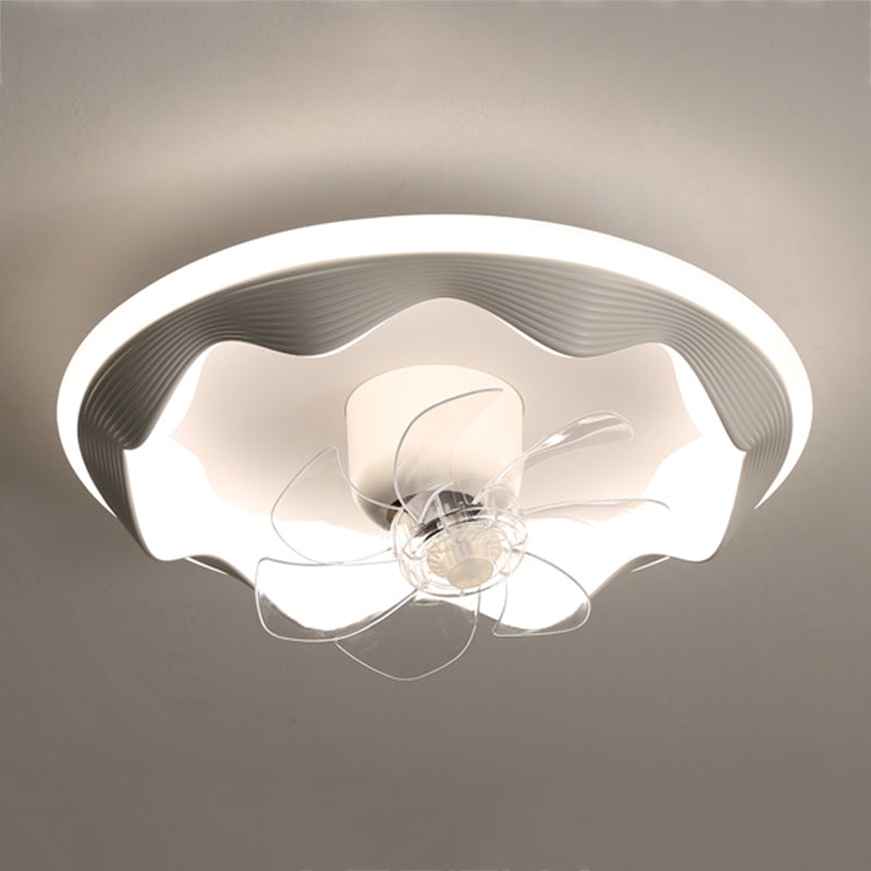 Round Ceiling Fan Light Modern Style Metal 1-Light LED Flush Light