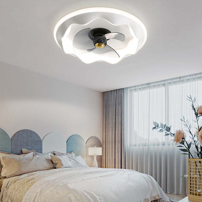 Round Ceiling Fan Light Modern Style Metal 1-Light LED Flush Light