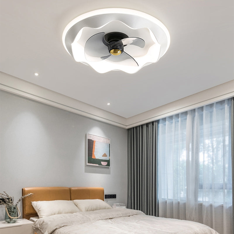 Round Ceiling Fan Light Modern Style Metal 1-Light LED Flush Light