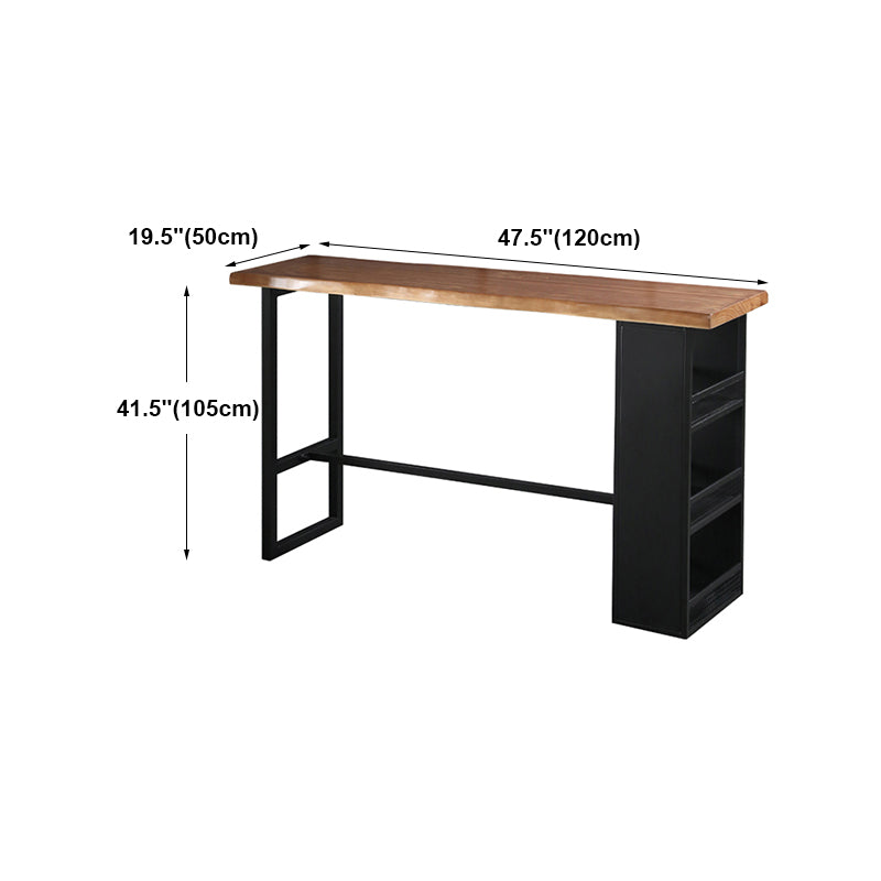 Industrial Wood Pub Table with Rectangle Table Top Trestle Table - 41.3" H