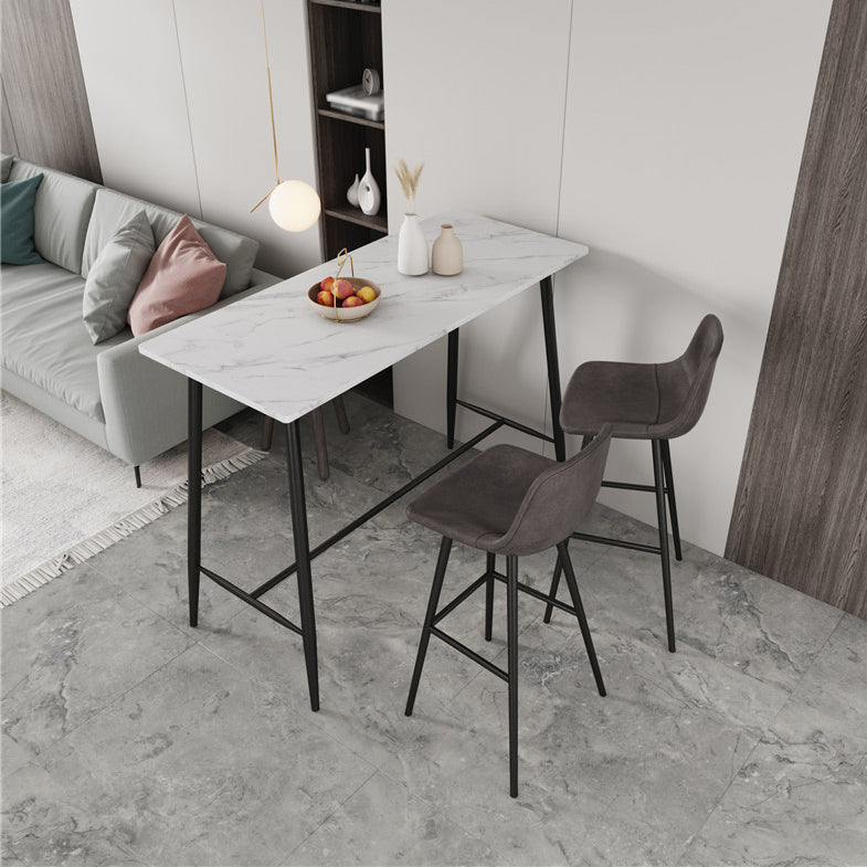 Modern Marble Table with Rectangle Table Top Black Trestle Table - 41.3" H