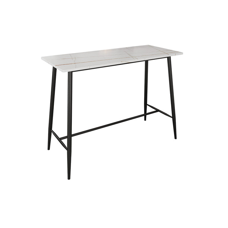 Modern Marble Table with Rectangle Table Top Black Trestle Table - 41.3" H