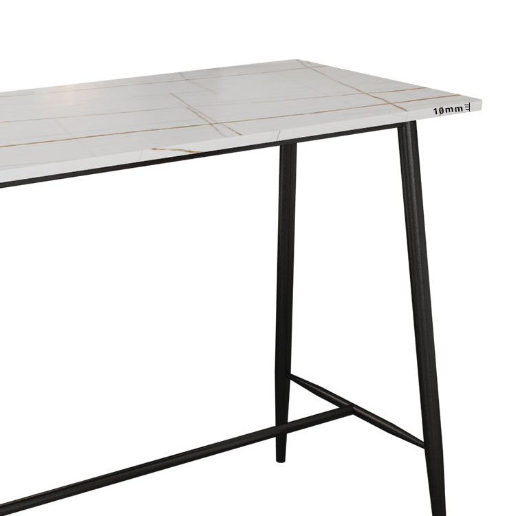 Modern Marble Table with Rectangle Table Top Black Trestle Table - 41.3" H