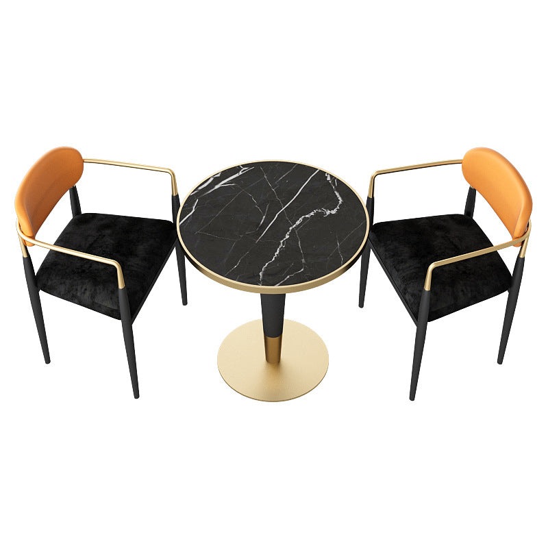 Glam Style 1/2/3/4/5 Pieces Dining Set Black-gold Table Dining Set for Living Room