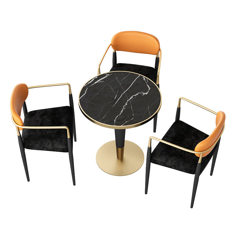 Glam Style 1/2/3/4/5 Pieces Dining Set Black-gold Table Dining Set for Living Room