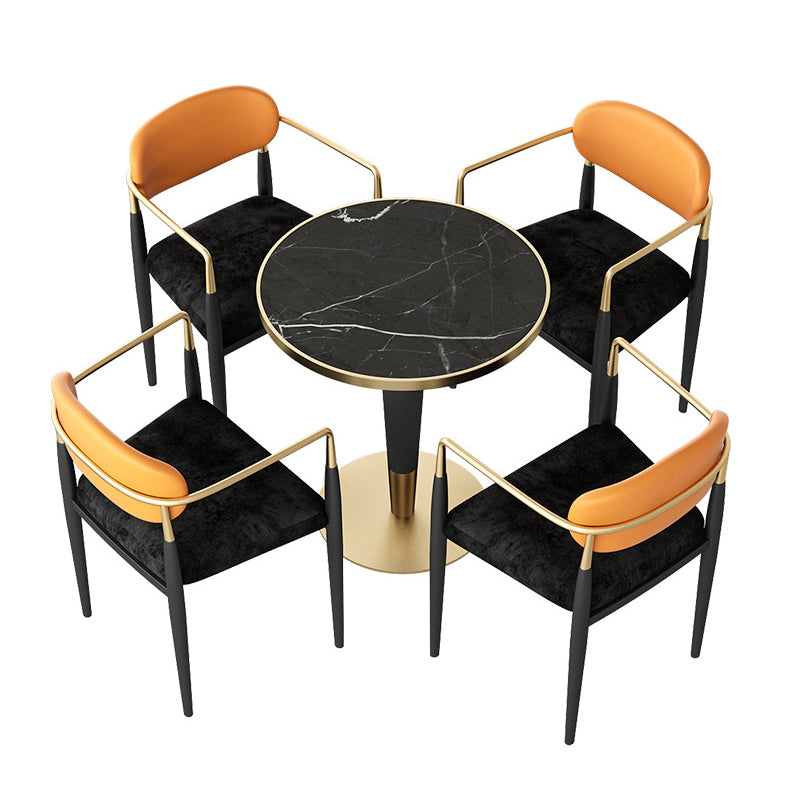 Glam Style 1/2/3/4/5 Pieces Dining Set Black-gold Table Dining Set for Living Room