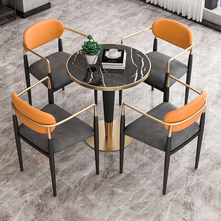 Glam Style 1/2/3/4/5 Pieces Dining Set Black-gold Table Dining Set for Living Room