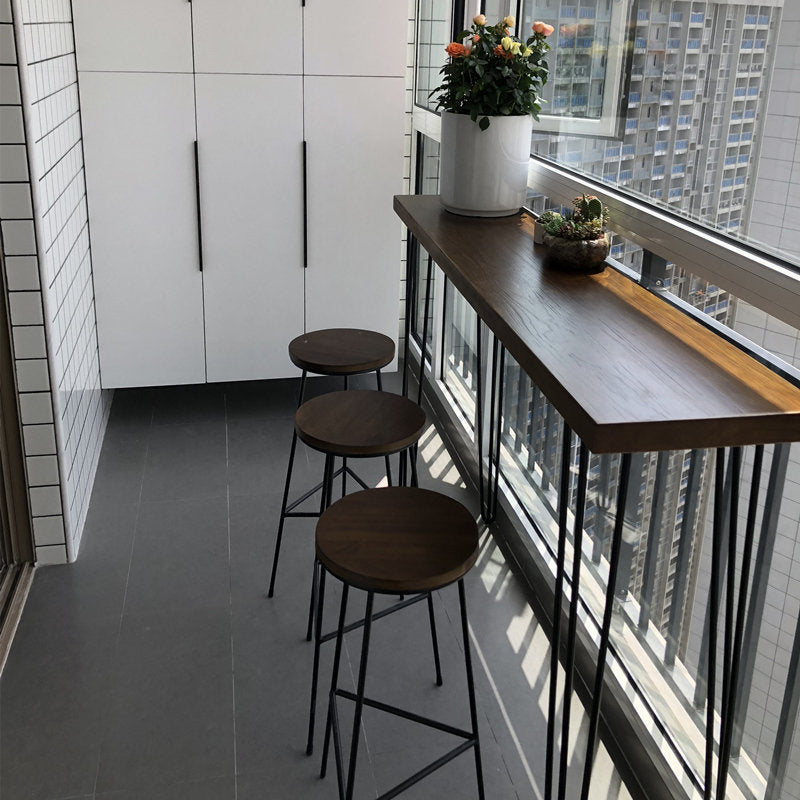 Light Brown Modern Style Bar Table in Metal and Wood Milk Tea Shop Bar