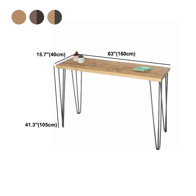 Light Brown Modern Style Bar Table in Metal and Wood Milk Tea Shop Bar